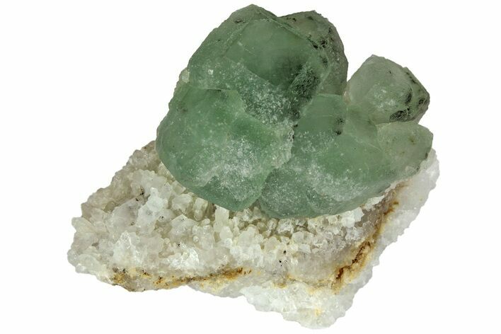 Green Fluorite with Manganese Inclusions on Quartz - Arizona #220890